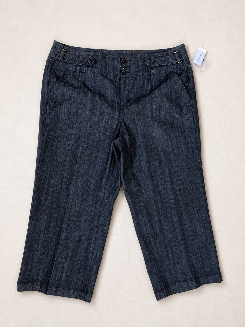 Roz & Ali Dark Indigo Cropped Denim Capri Pants women’s 16 NWT